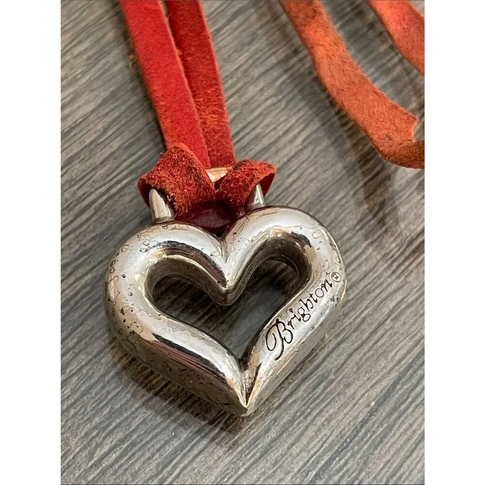 Brighton Replacement Heart Fob Hang Tag Red Leather - Silver-tone Heart